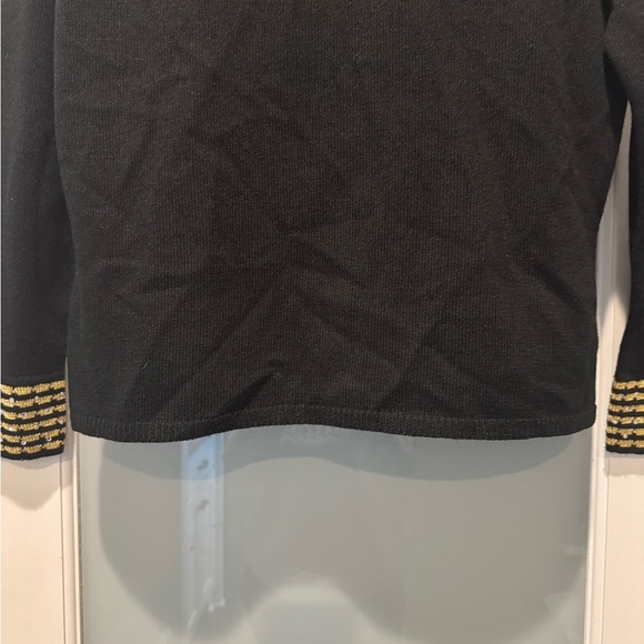 San Remo by Laura Knits Vintage 80’s Black & Gold Sweater Cardigan Size S Retro - Picture 8 of 16